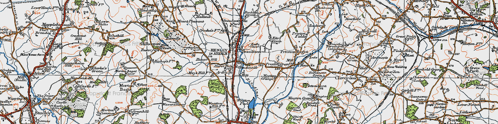 Old map of Henley-in-Arden in 1919