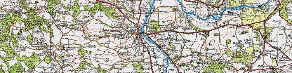 Old map of Henley-on-Thames in 1919