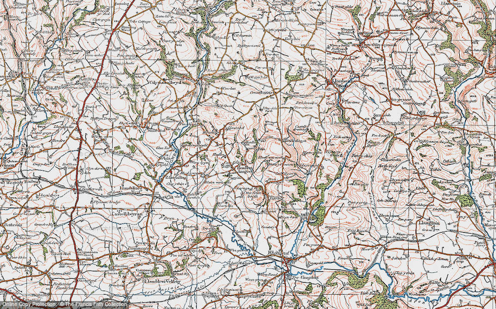 Old Map of Historic Map covering Blaeweneirch in 1922
