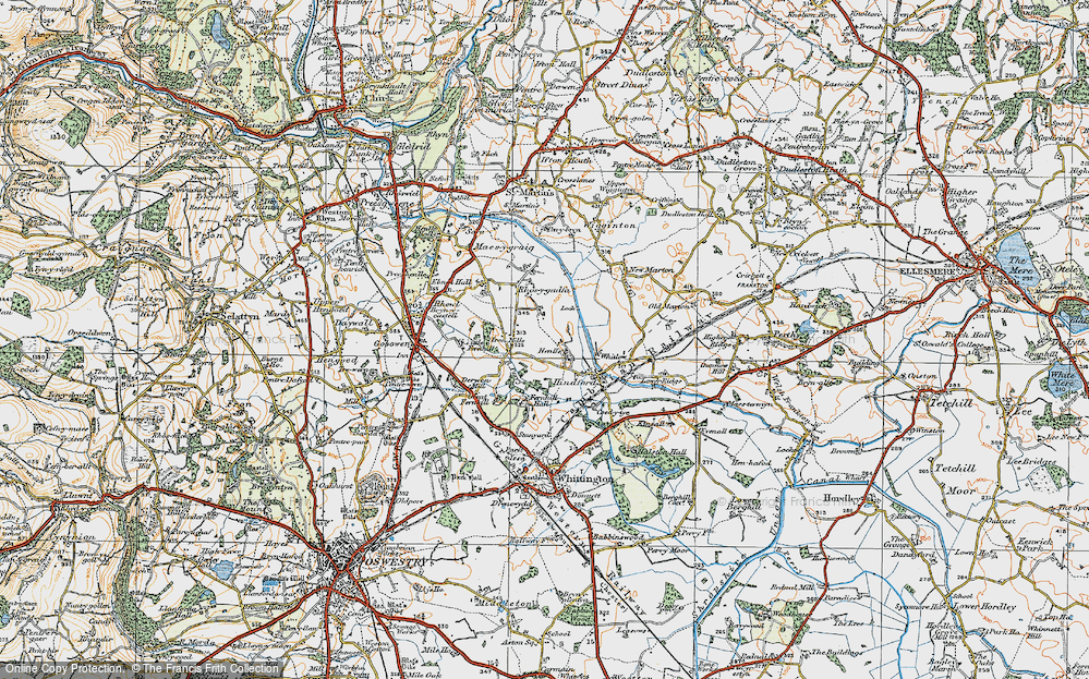 Old Map of Henlle, 1921 in 1921