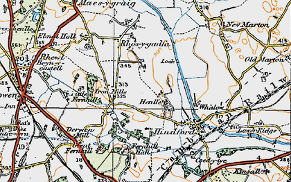 Old map of Henlle in 1921