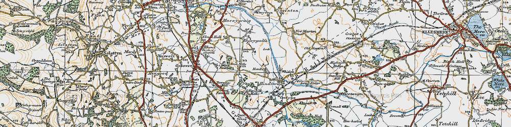 Old map of Henlle in 1921