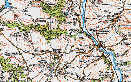 Old map of Hennock in 1919