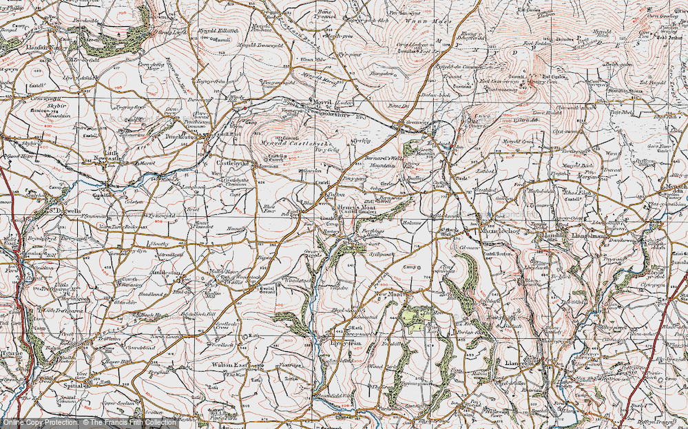 Old Map of Historic Map covering Blaen-wern in 1922