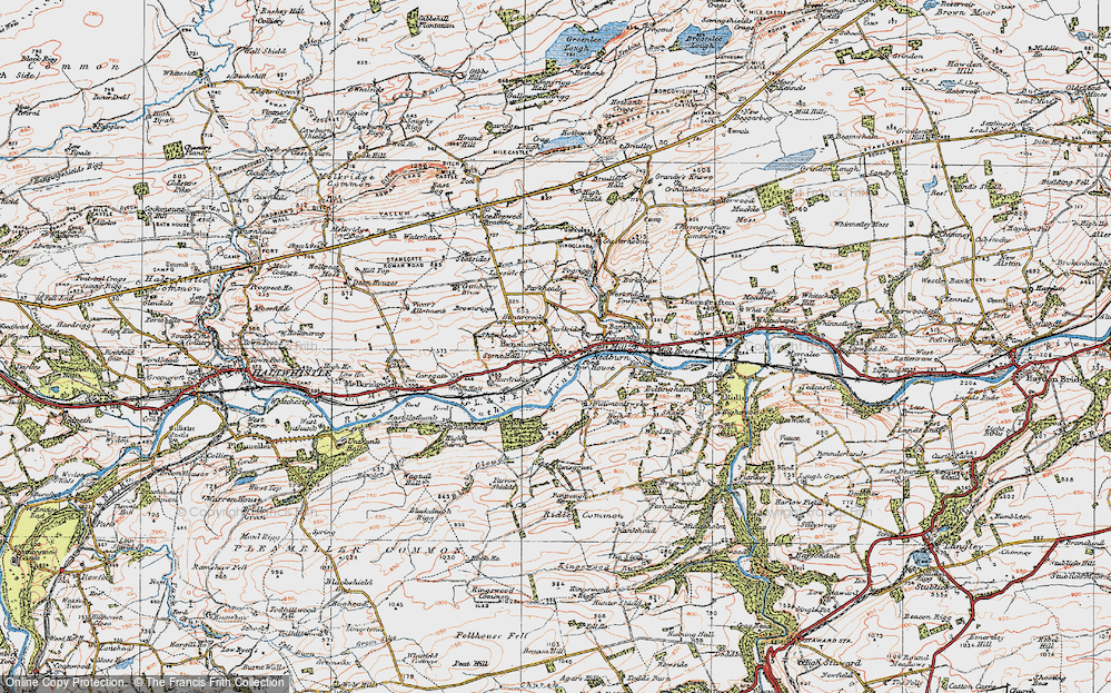 Old Map of Historic Map covering Bean Burn in 1925