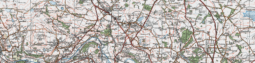 Old map of Yeadon Tarn in 1925