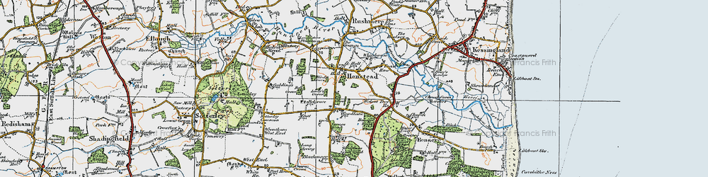 Old map of Henstead in 1921