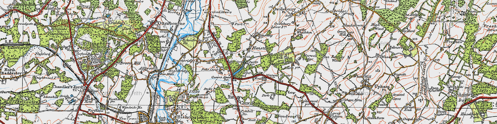 Old map of Hensting in 1919