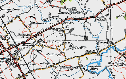 Old map of Henstridge Marsh in 1919