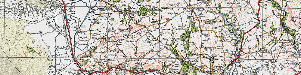 Old map of Heol-ddu in 1923