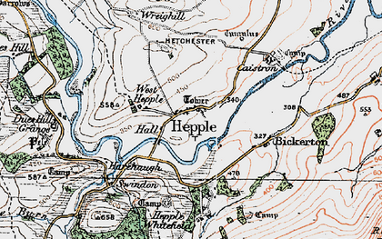 Old map of Hepple in 1925