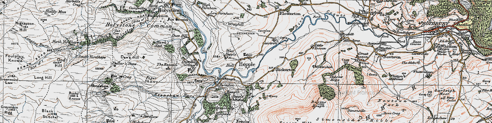 Old map of Hepple in 1925