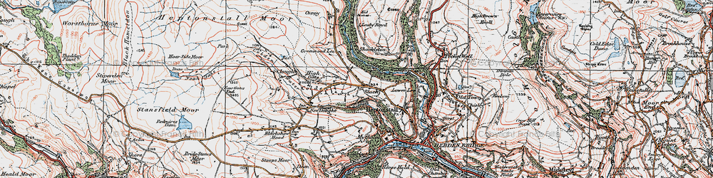 Old map of Heptonstall in 1925