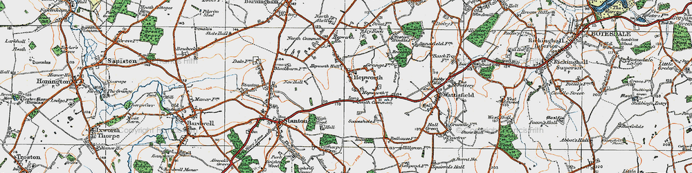 Old map of Hepworth in 1920