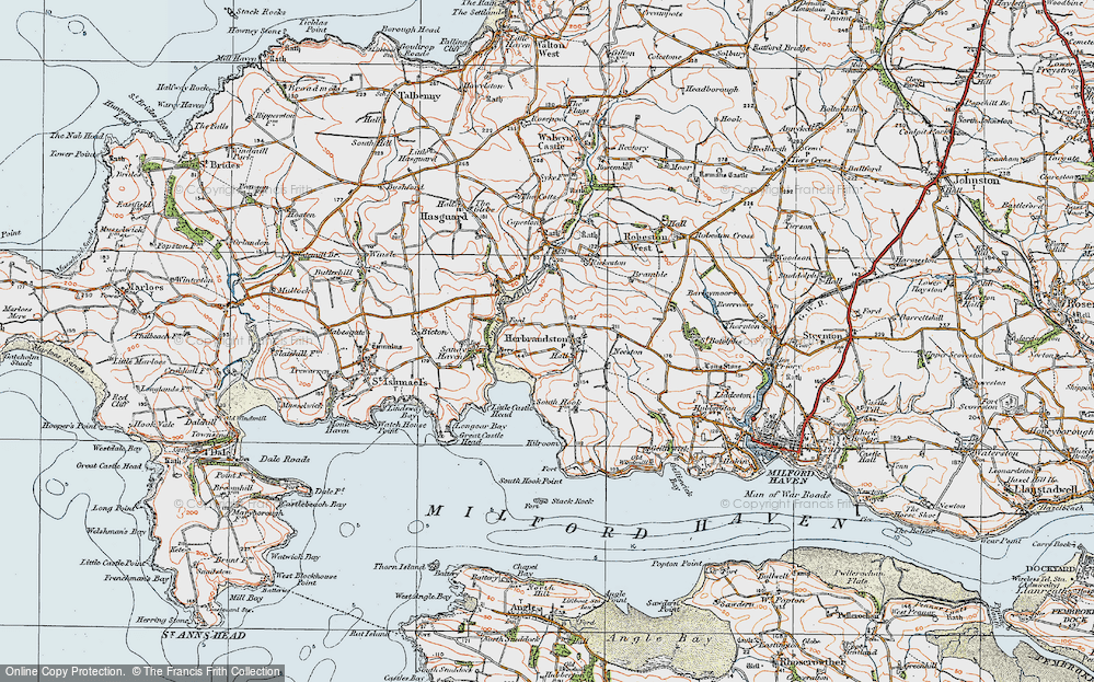 Old Map of Herbrandston, 1922 in 1922