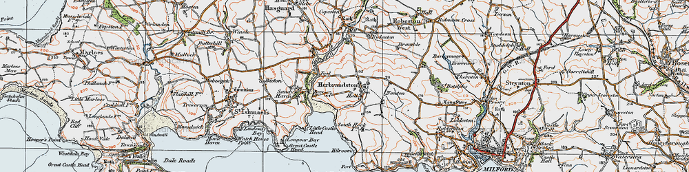 Old map of Herbrandston in 1922