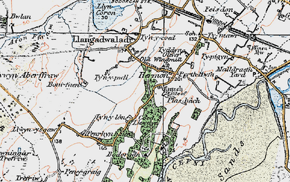 Old map of Bodorgan in 1922