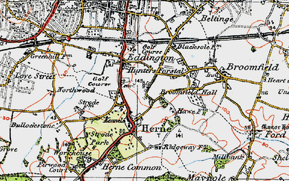 Old map of Herne in 1920