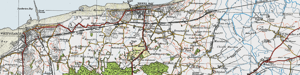 Old map of Herne in 1920