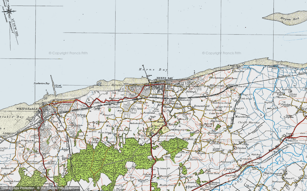 Old Map of Herne Bay, 1920 in 1920