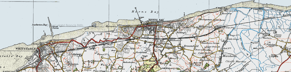 Old map of Herne Bay in 1920