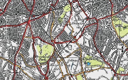 Old map of Brockwell Park in 1920