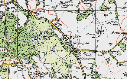 Old map of Herongate in 1920