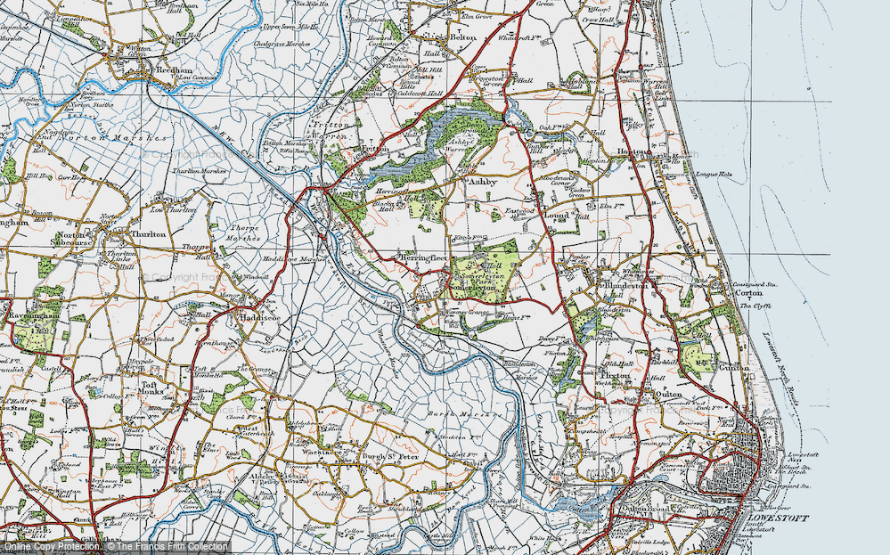 Old Map of Herringfleet, 1922 in 1922