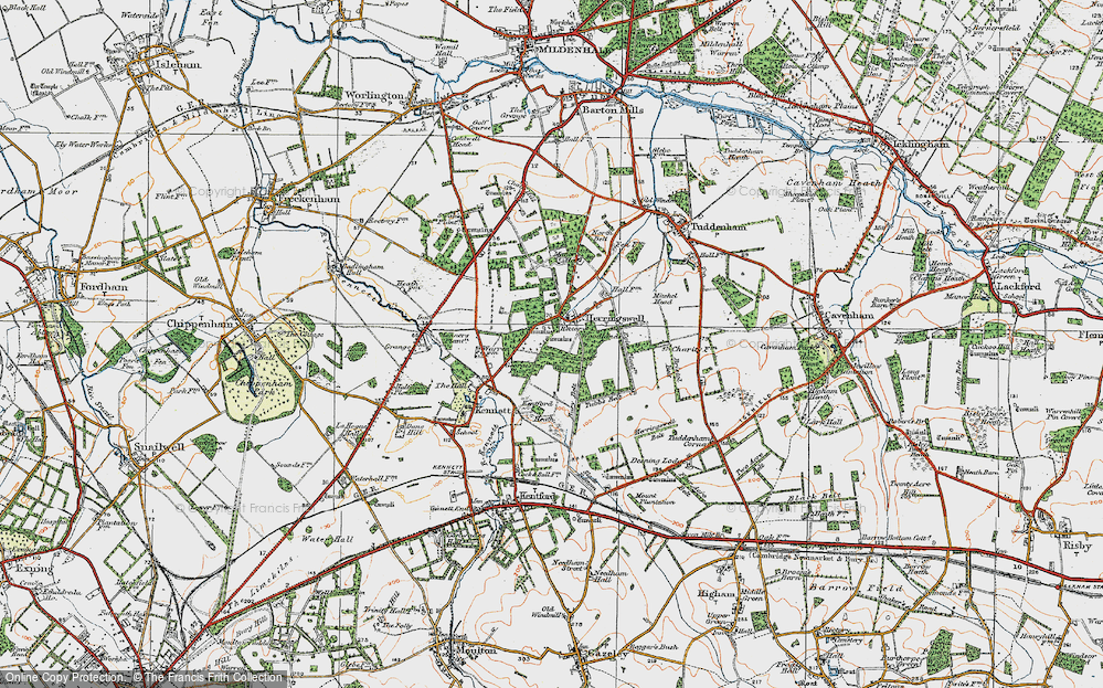 Old Map of Herringswell, 1920 in 1920