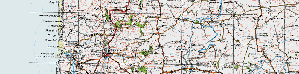 Old map of Hersham in 1919
