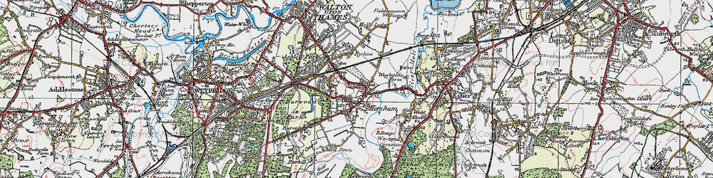 Old map of Hersham in 1920