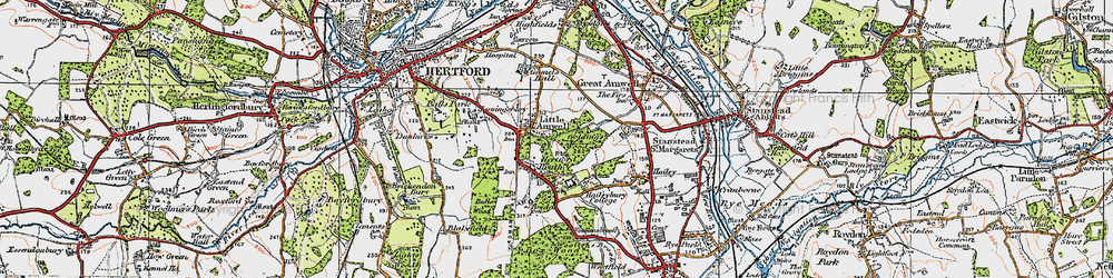Old map of Hertford Heath in 1919