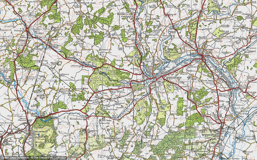Old Map of Hertingfordbury, 1919 in 1919