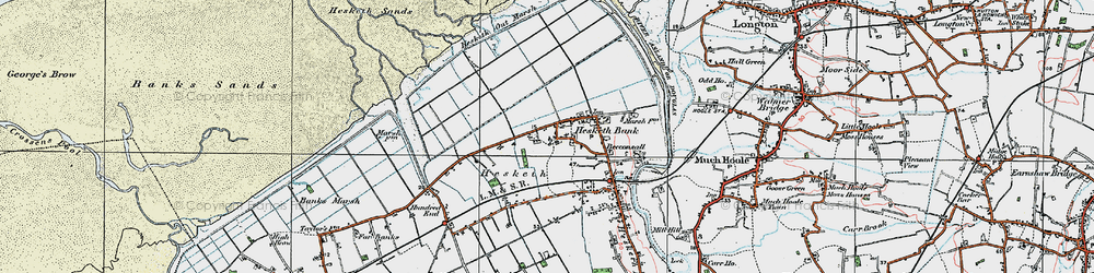 Old map of Hesketh Bank in 1924