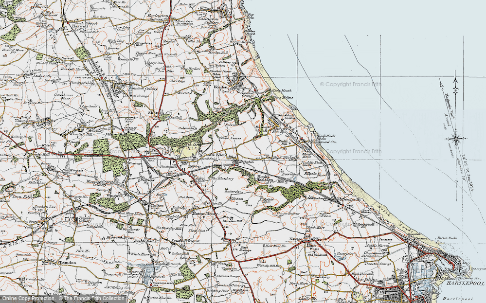 Old Map of Hesleden, 1925 in 1925
