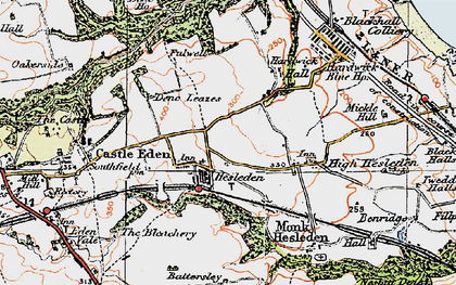 Old map of Hesleden in 1925