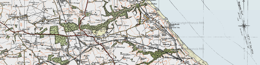 Old map of Hesleden in 1925