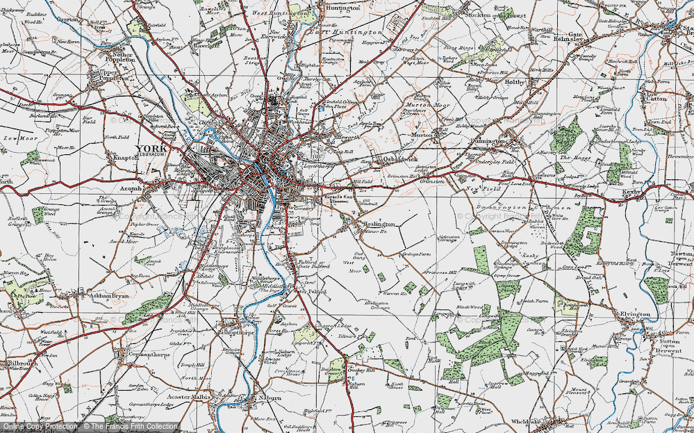 Old Map of Heslington, 1924 in 1924