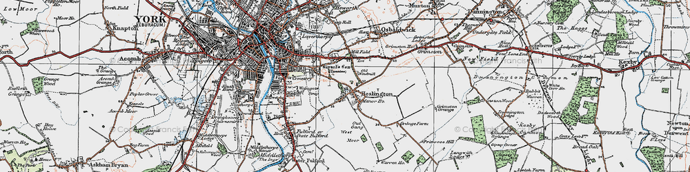 Old map of Heslington in 1924