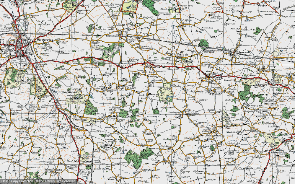 Old Map of Hessett, 1921 in 1921