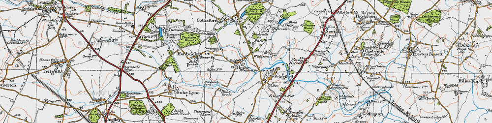 Old map of Hethe in 1919