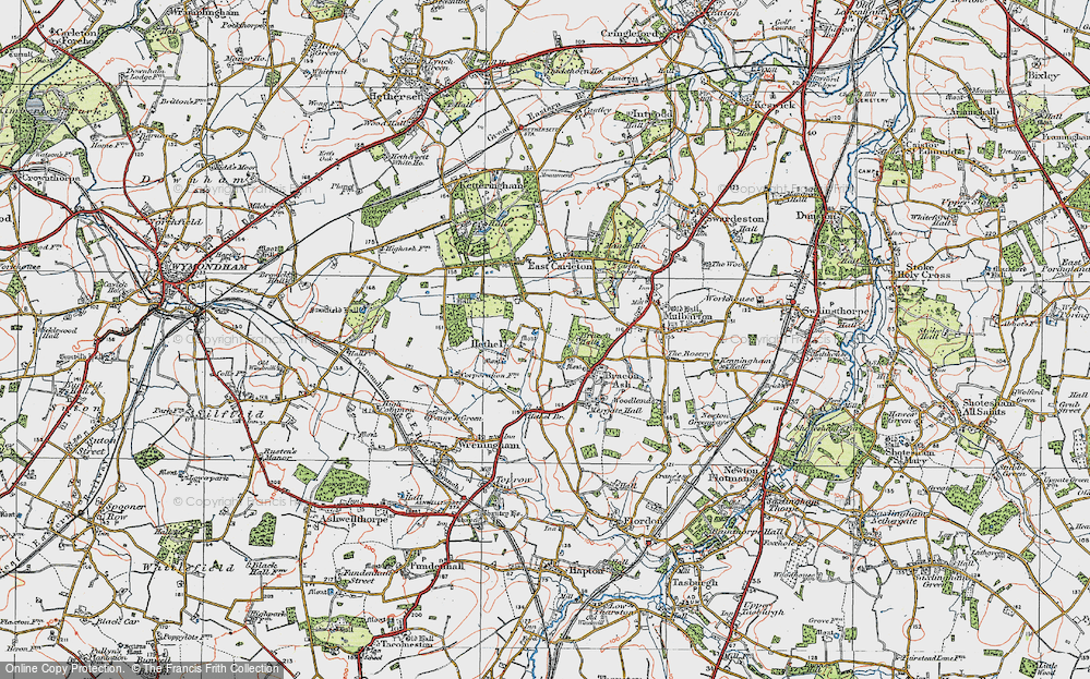 Old Map of Hethel, 1922 in 1922