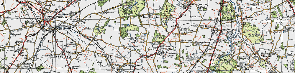 Old map of Hethel in 1922