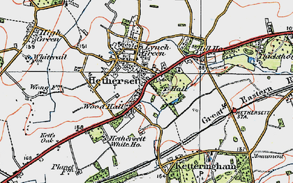 Old map of Hethersett in 1922