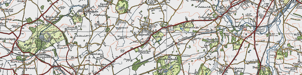 Old map of Hethersett in 1922