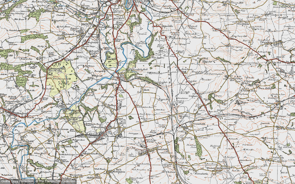 Old Map of Hett, 1925 in 1925