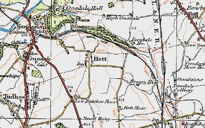 Old map of Hett in 1925