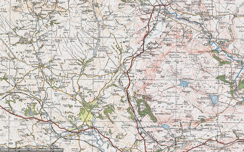Old Map of Historic Map covering Willowlands Laithe in 1925