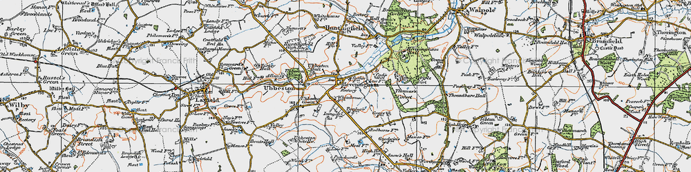 Old map of Heveningham in 1921