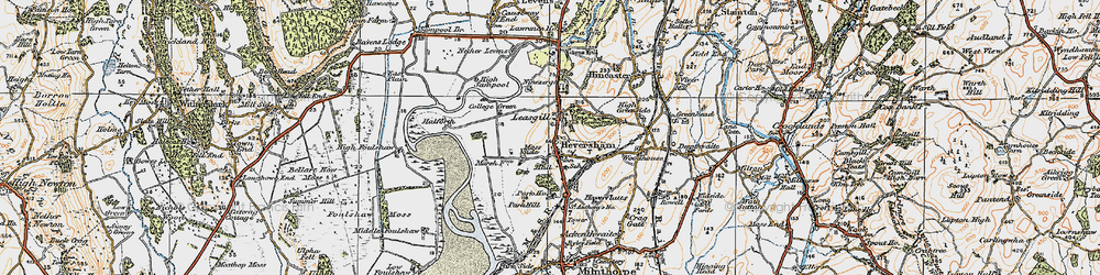Old map of Heversham in 1925